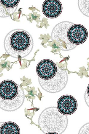 花鸟印花华亿平台图片