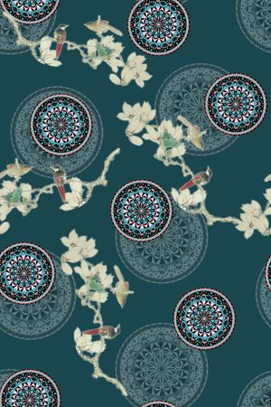 花鸟印花华亿平台图片