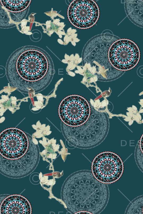 花鸟印花华亿平台图片