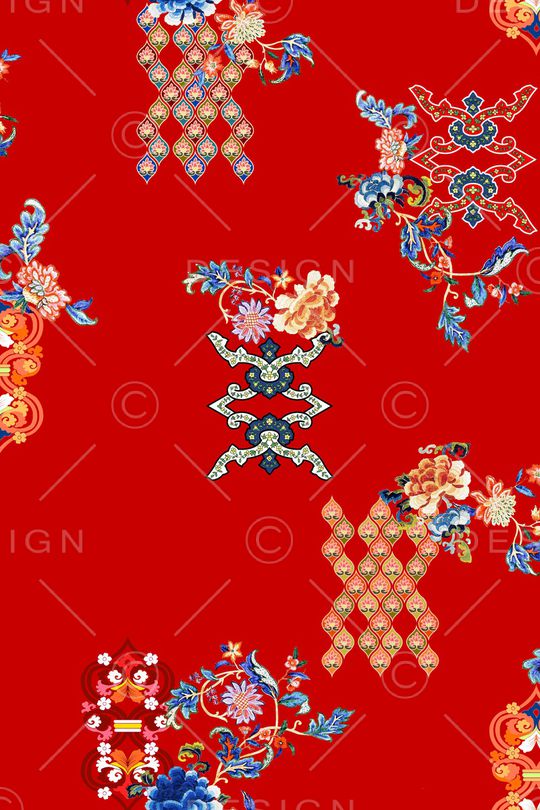 几何花卉印花华亿平台图片