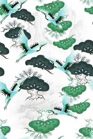 仙鹤印花华亿平台图片