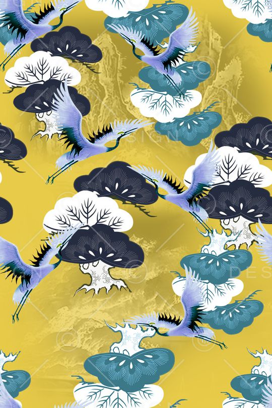 仙鹤印花华亿平台图片