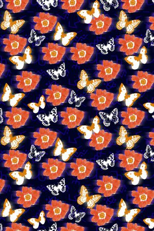 花卉蝴蝶印花华亿平台图片