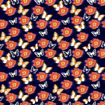 花卉蝴蝶印花华亿平台图片