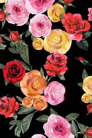 水彩花卉印花华亿平台图片