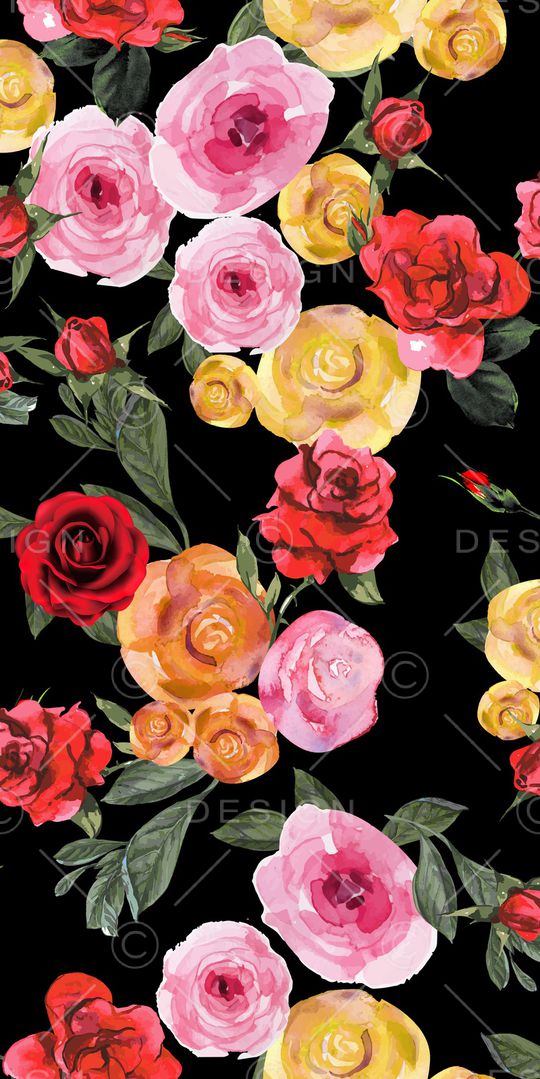 水彩花卉印花华亿平台图片