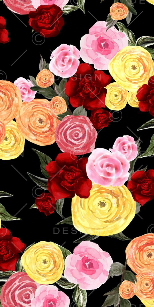 水彩花卉印花华亿平台图片