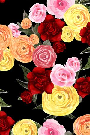 水彩花卉印花华亿平台图片