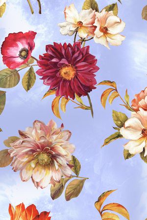 水彩花卉印花华亿平台图片