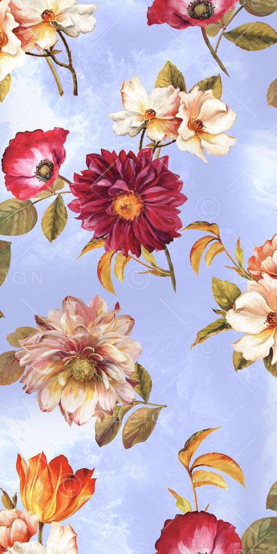 水彩花卉印花华亿平台图片