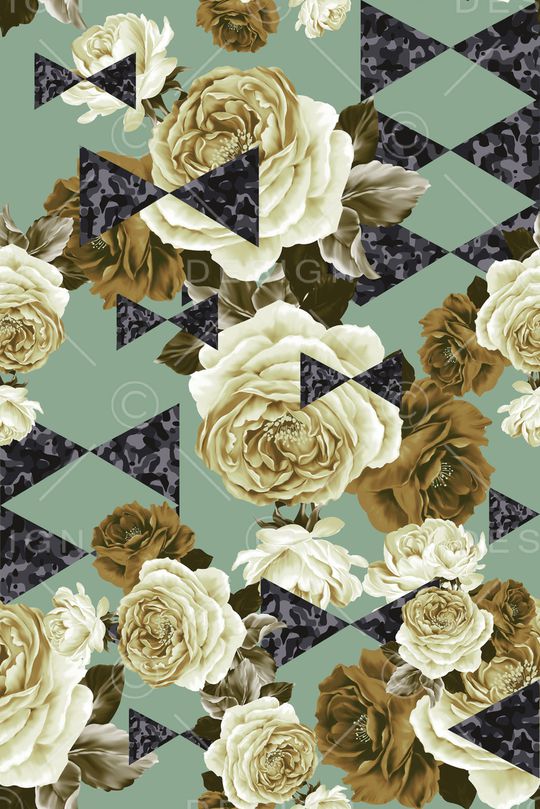 几何花卉印花华亿平台图片