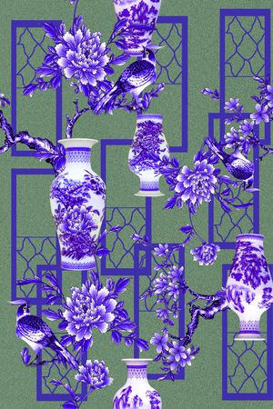 花瓶印花华亿平台图片