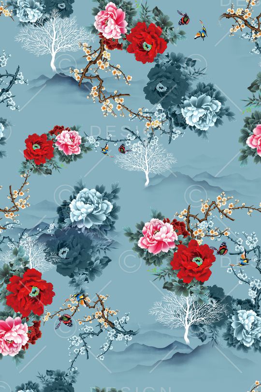 花卉印花华亿平台图片