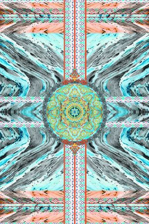 几何花卉印花华亿平台图片