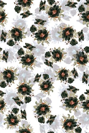 黑底花卉印花华亿平台图片