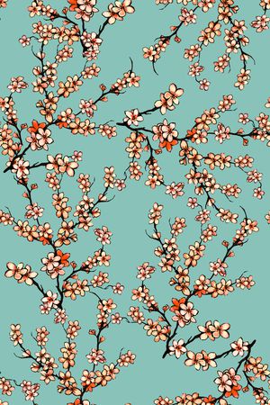 手绘桃花印花华亿平台图片