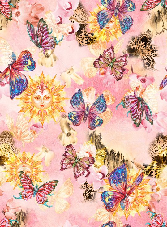 花卉蝴蝶印花华亿平台图片