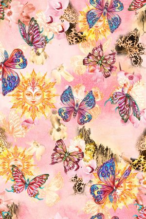 花卉蝴蝶印花华亿平台图片