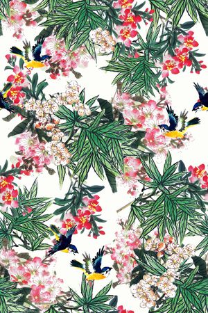 花鸟印花华亿平台图片