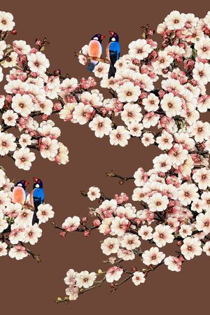 花鸟印花华亿平台图片