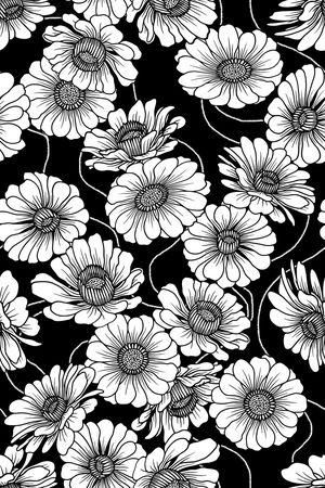 黑底花卉印花华亿平台图片