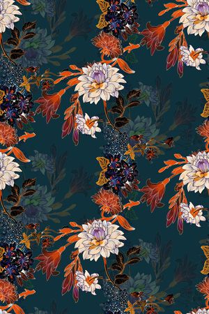 黑底花卉印花华亿平台图片