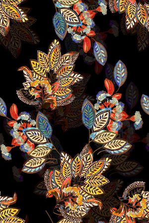 黑底花卉印花华亿平台图片