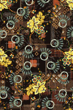 几何花卉印花华亿平台图片