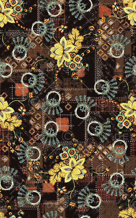 几何花卉印花华亿平台图片