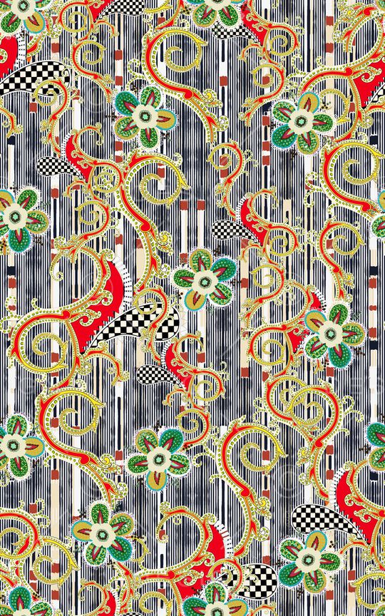 几何花卉印花华亿平台图片