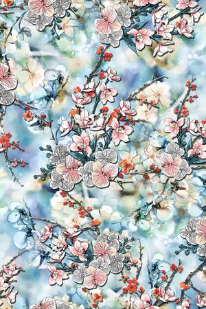 朦胧花卉印花华亿平台图片