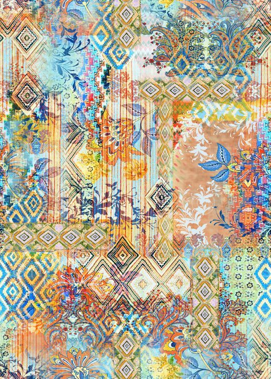 民族花卉印花华亿平台图片