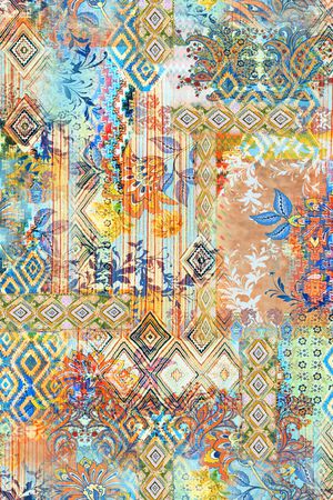 民族花卉印花华亿平台图片