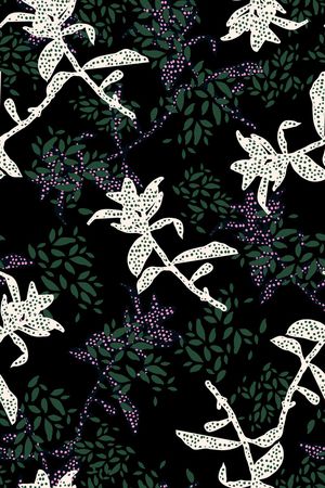 黑底花卉印花华亿平台图片