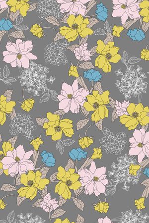 手绘花卉印花华亿平台图片