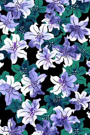 手绘花卉印花华亿平台图片