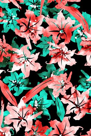 手绘花卉印花华亿平台图片