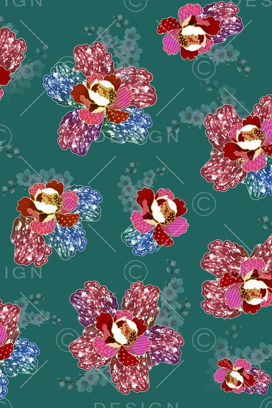 中老年秋冬花纹印花华亿平台图片