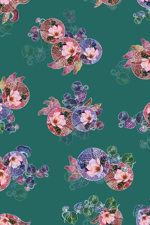 中老年秋冬花纹印花华亿平台图片