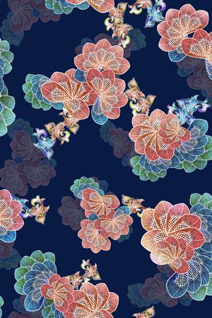 中老年秋冬花纹印花华亿平台图片