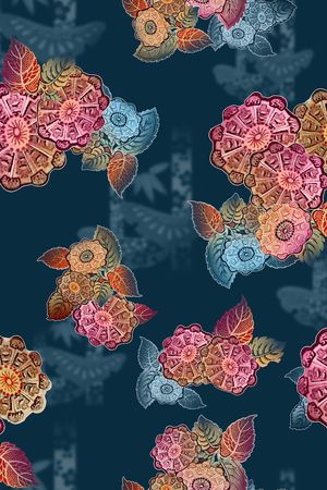 中老年秋冬花纹印花华亿平台图片