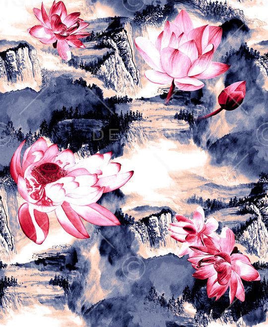 荷花印花华亿平台图片