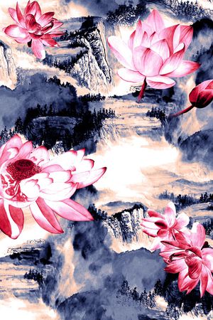 荷花印花华亿平台图片