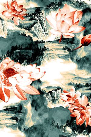 荷花印花华亿平台图片