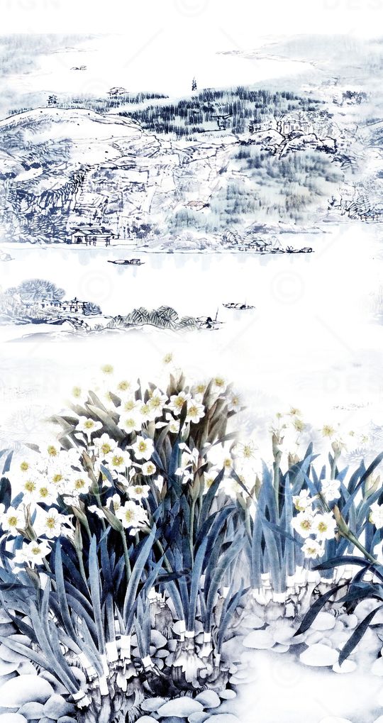 水墨风印花华亿平台图片