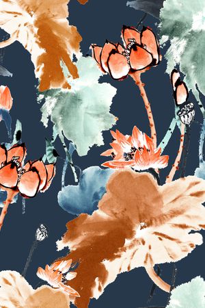 荷花印花华亿平台图片