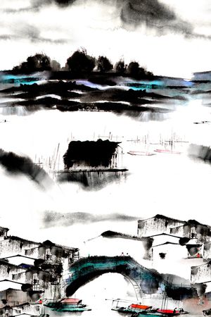 水墨风印花华亿平台图片