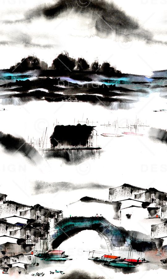 水墨风印花华亿平台图片