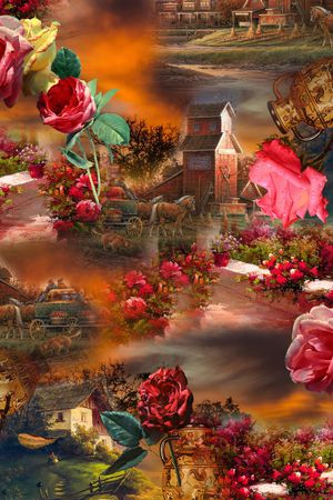 玫瑰花印花华亿平台图片