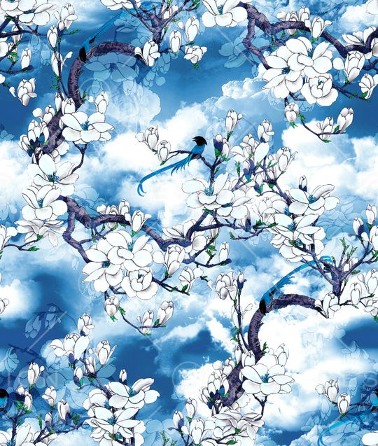 玉兰花印花华亿平台图片